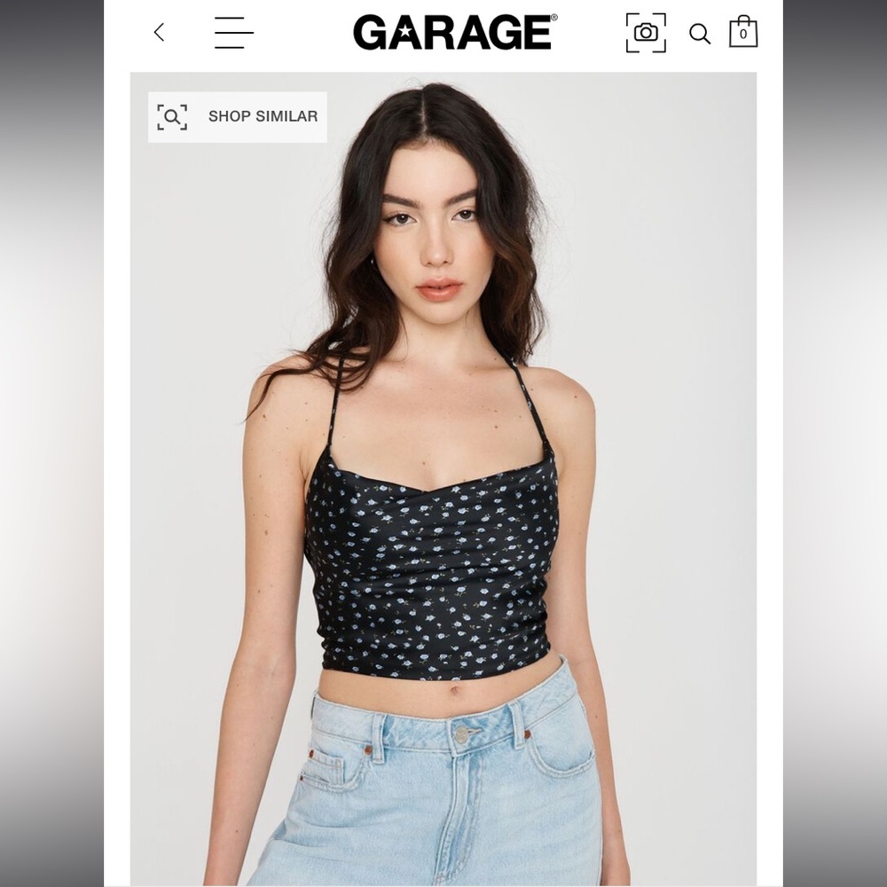 NWT Black Floral Garage Cowl Neck Top